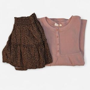 Bundle of 2 Gap Kids Items Size Small (6-7) Girls Animal Print Skort Pink Dress